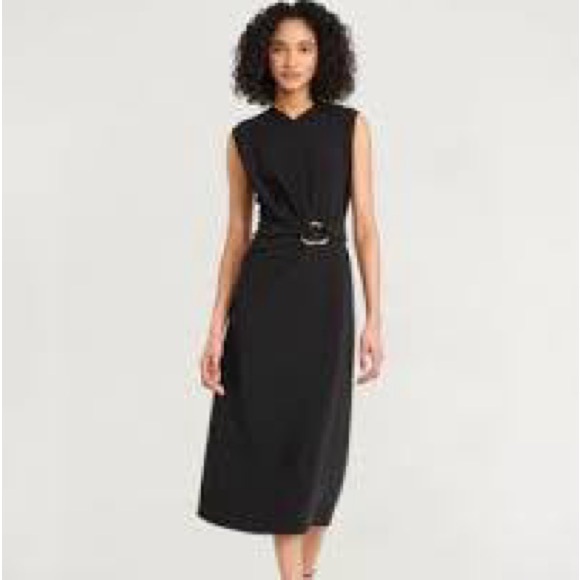 NWT Luxely Women's Solid- Black V-Neck Sleeveless Dress Sz 14